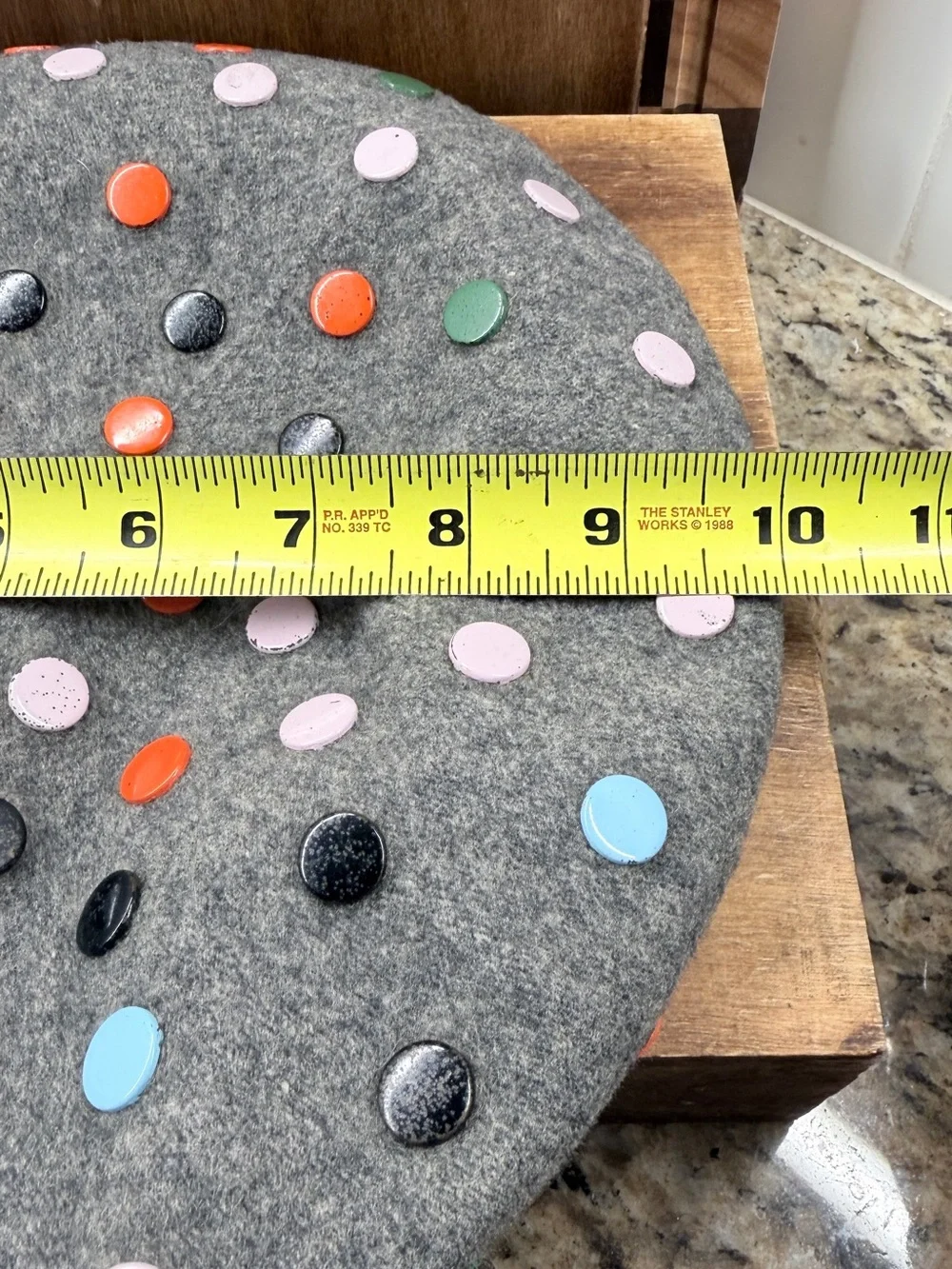 Vintage Norma Kamali for Stetson Wool Beret Gray Multicolor Studded Designer Hat
